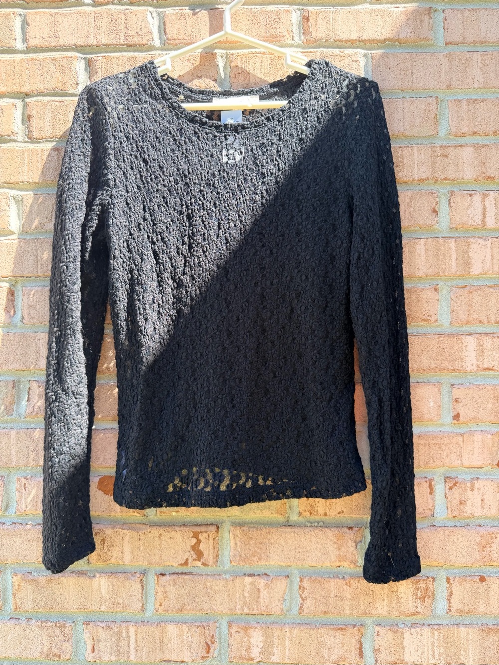 LOFT Black Lace Long-Sleeve Top